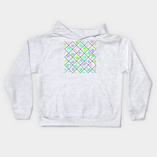 Window Pane Diagonal Floral Black Line on Off White Kids Hoodie by ArtticArlo